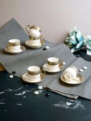 PAÇİ Kabartmalı Yaldızlı 6 Kişilik Türk Kahve Fincan Takımı – 90 ml