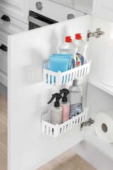 Primanova Deby 2'li Yapışkanlı Banyo Rafı Beyaz