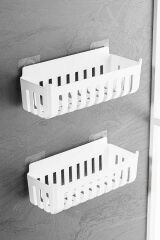 Primanova Deby 2'li Yapışkanlı Banyo Rafı Beyaz