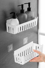 Primanova Deby 2'li Yapışkanlı Banyo Rafı Beyaz