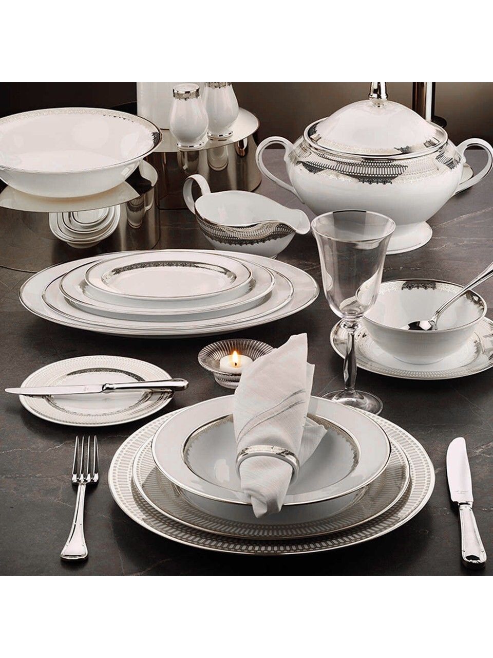 EVALİZA CROWN PLATIN 60 PARÇA YEMEK TAKIMI