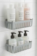 Primanova Deby 2'li Yapışkanlı Banyo Rafı Gri