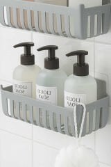 Primanova Deby 2'li Yapışkanlı Banyo Rafı Gri