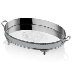 Lamedore Halatlı Büyük Boy Tepsi 50X32X8 Cm Full Nickel
