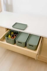 Primanova Linea 3'lü Dolap İçi Mutfak Çocuk Odası Raf Düzenleyici Saklama Kutusu - Yeşil