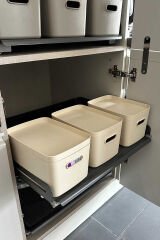 Primanova Linea 3'lü Dolap İçi Mutfak Çocuk Odası Raf Düzenleyici Saklama Kutusu - Bej