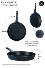 Acar Diamante Siyah Döküm Tava - 24 cm