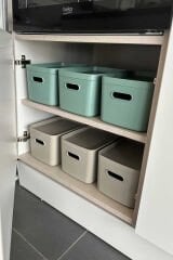 Primanova Linea 3'lü Dolap İçi Mutfak Çocuk Odası Raf Düzenleyici Saklama Kutusu - Kum Beji