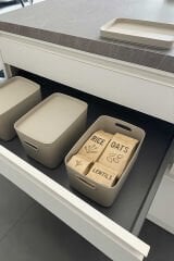 Primanova Linea 3'lü Dolap İçi Mutfak Çocuk Odası Raf Düzenleyici Saklama Kutusu - Kum Beji