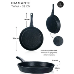 Acar Diamante Siyah Döküm Tava - 32 cm