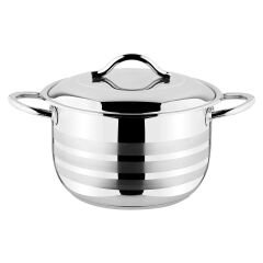 Oms 2005 2 Parça Paslanmaz Çelik Mat Şeritli Kapaklı 28x19 Cm 11,00 Litre Derin Tencere Sade