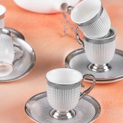 Acar Nova Silver 6 Kişilik Kahve Fincanı Takımı - 90 ml