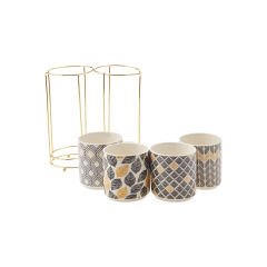 Karaca Nero 5 Parça Standlı Porselen Kupa/Mug Seti 320 Ml