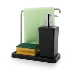 Primanova Luna Paslanmaz Aluminyum Askılı Mutfak Sıvı Sabunluk-Siyah