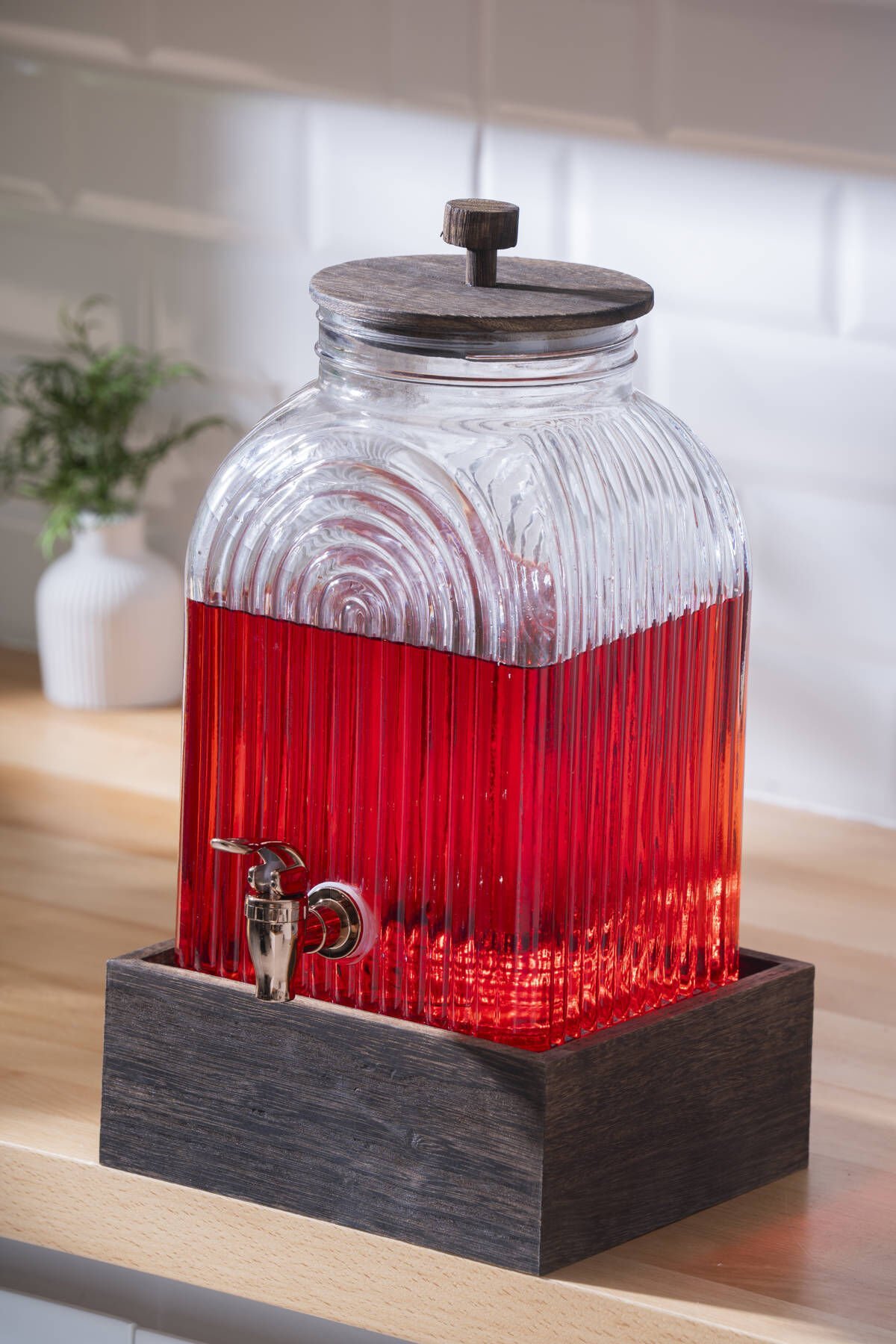 ACAR Dominic Ahşap Standlı Cam Sebil - 6 lt