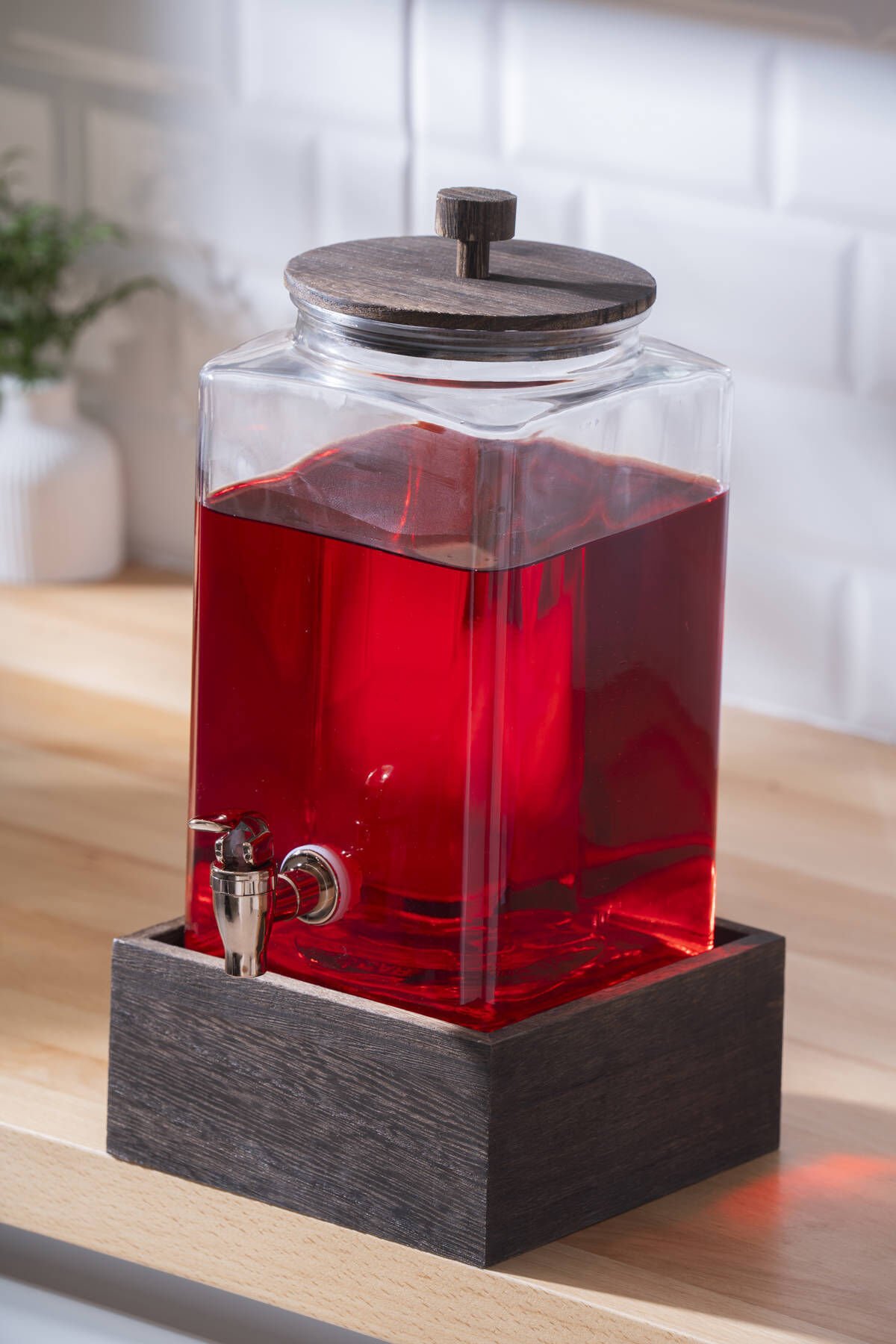 ACAR Dominic Ahşap Standlı Cam Sebil - 6 lt