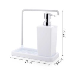 Primanova Luna Paslanmaz Aluminyum Askılı Mutfak Sıvı Sabunluk-Beyaz