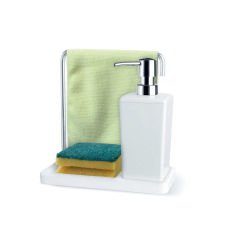 Primanova Luna Paslanmaz Aluminyum Askılı Mutfak Sıvı Sabunluk-Beyaz