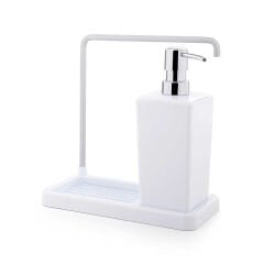 Primanova Luna Paslanmaz Aluminyum Askılı Mutfak Sıvı Sabunluk-Beyaz